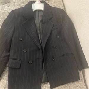 Classic Black Pinstripe Boy Blazer